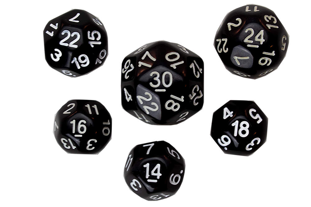 Dice Set - Black, 6 pc Upgrade